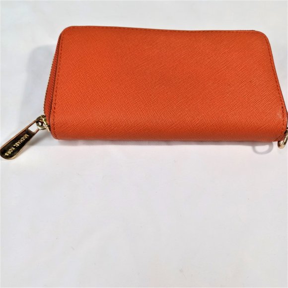 Michael Kors Saffiano Leather Zip-Around Orange Wallet - Picture 2 of 8